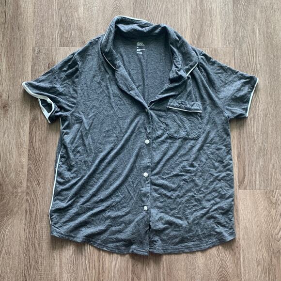 stars above Other - Stars Above Button Front Short Sleeve Pajama Top Grey Medium